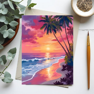 Carte Postale Coucher de soleil paradisiaque Plage tropicale r