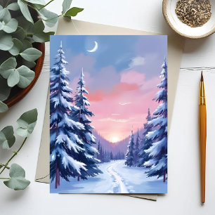 Carte Postale Coucher de soleil pastel d'hiver   Peinture de nat