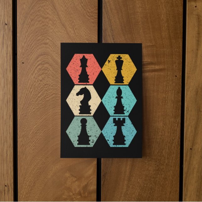 Carte postale Coucher de soleil pour pièces d'éche (vintage chess pieces sunset postcard)