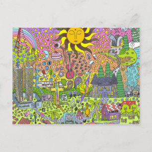 CARTE POSTALE COUCHER DE SOLEIL PSYCHÉDÉLIQUE