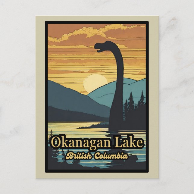 Carte Postale Coucher de soleil rétrograde Ogopogo les années 70 (Devant)