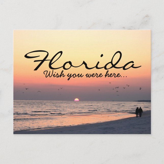 Carte Postale Coucher de soleil romantique de Floride - Souhaite (Devant)