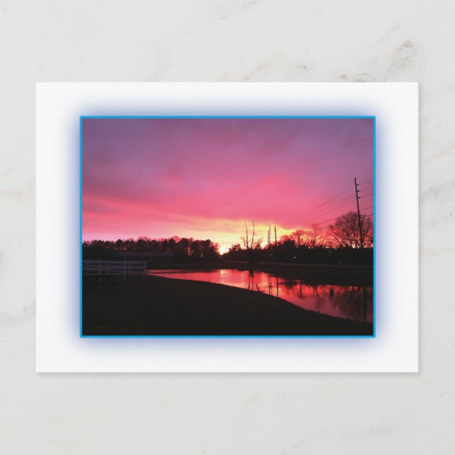 Carte Postale Coucher de soleil rose rural (Devant)
