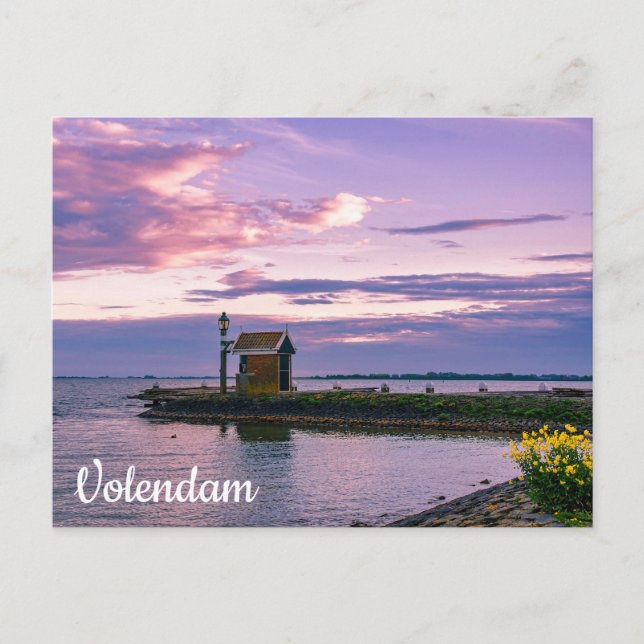 Carte Postale Coucher de soleil rose sur le lac (Devant)
