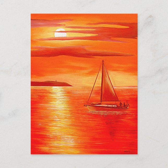 Carte Postale Coucher de soleil rouge (Devant)