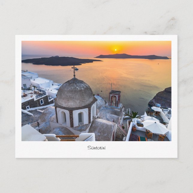 Carte postale Coucher de soleil Santorin, Grèce, î (Devant)