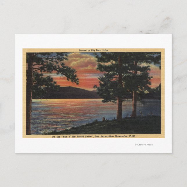 Carte Postale Coucher de soleil sur Big Bear Lake (Devant)