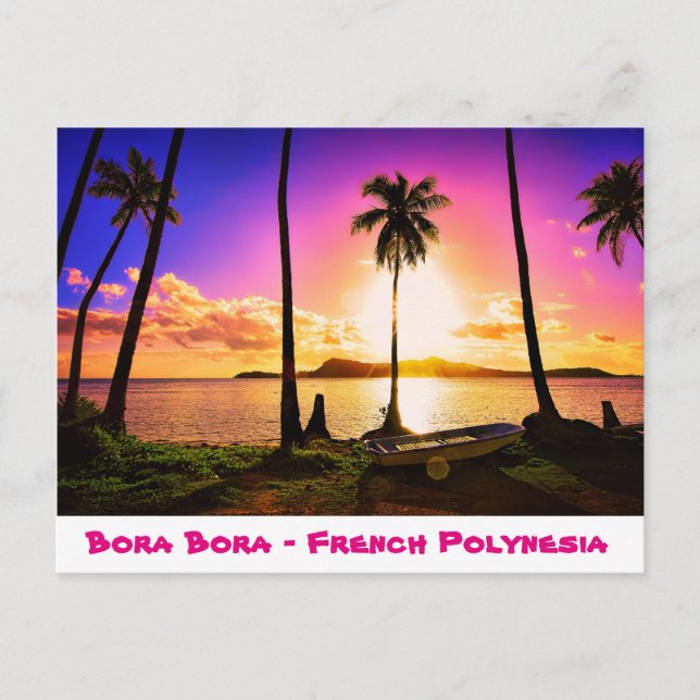 Carte Postale Coucher de soleil sur Bora Bora, Polynésie françai (Devant)