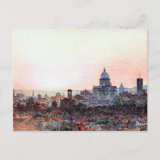 Carte Postale Coucher de soleil sur Brescia, Italie (Devant)