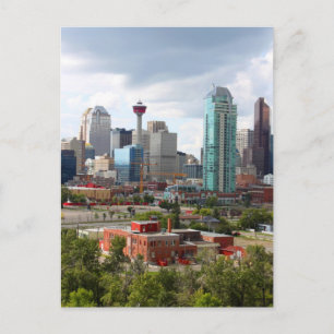 Carte Postale Coucher de soleil sur Calgary avec des bâtiments e
