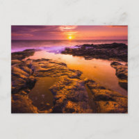 Coucher de soleil sur des bassins à marée, Hawaï
