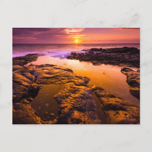 Carte Postale Coucher de soleil sur des bassins de marée, Hawaï (Devant)