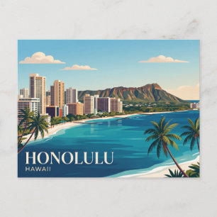 Carte Postale Coucher de soleil sur Honolulu Hawaï
