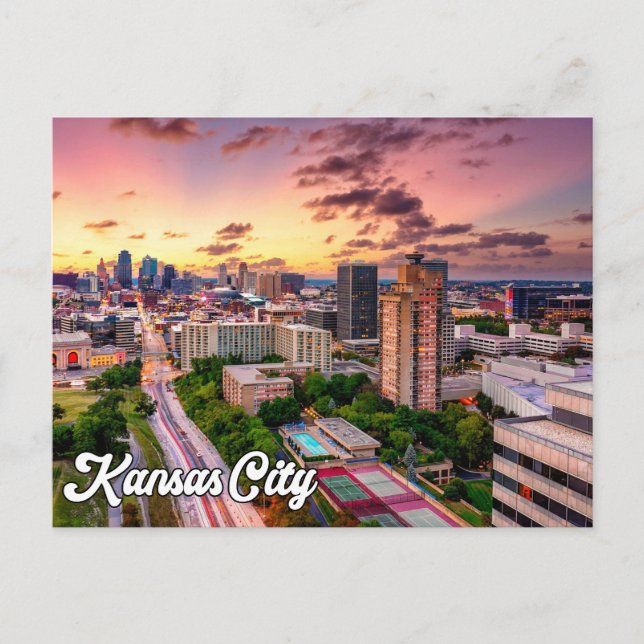 Carte Postale Coucher de soleil sur la belle ville de Kansas, Mi (Devant)