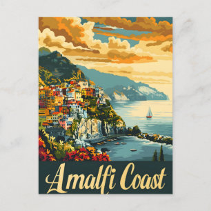 Carte Postale coucher de soleil sur la côte d'Amalfi
