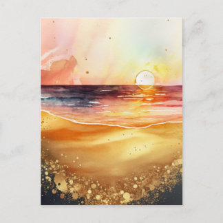 Carte Postale Coucher de soleil sur la plage