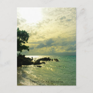 Carte Postale Coucher de soleil sur la plage du ciel de rayon de