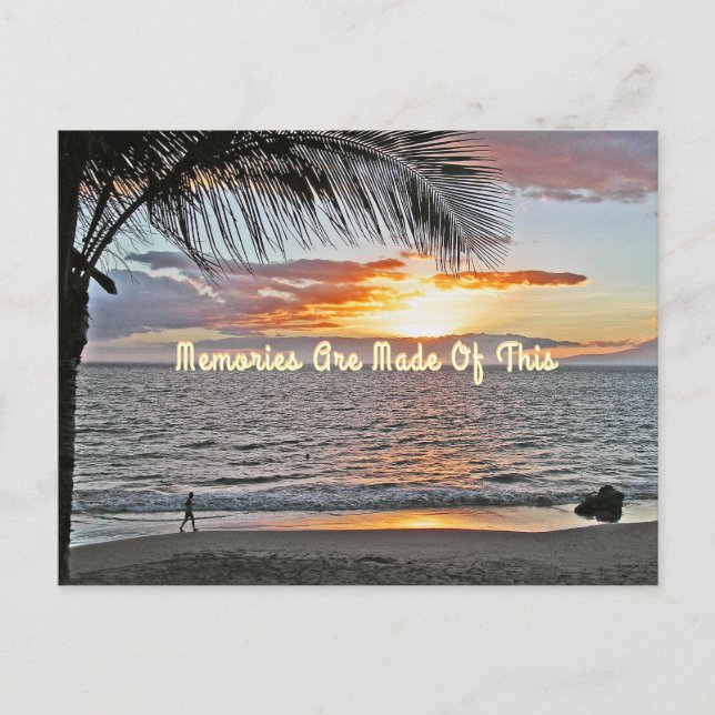 CARTE POSTALE COUCHER DE SOLEIL SUR LA PLAGE / LES SOUVENIRS SON (Devant)