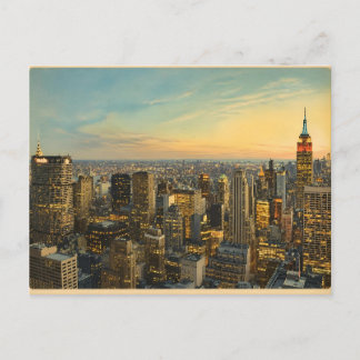 Carte Postale Coucher de soleil sur la skyline vintage de New Yo