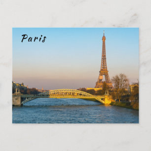 Carte Postale Coucher de soleil sur la Tour Eiffel et le Pont Ro