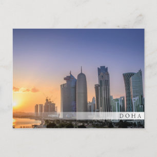 Carte Postale Coucher de soleil sur la ville de Doha, Qatar