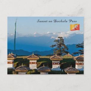 Carte Postale Coucher de soleil sur le col de Dochula - Bhoutan,