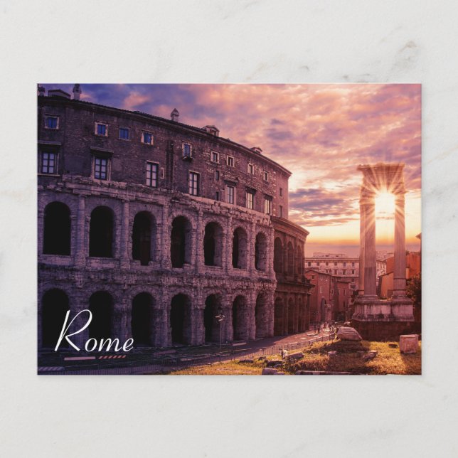 Carte Postale Coucher de soleil sur le Colisée de Rome à Rome (Devant)