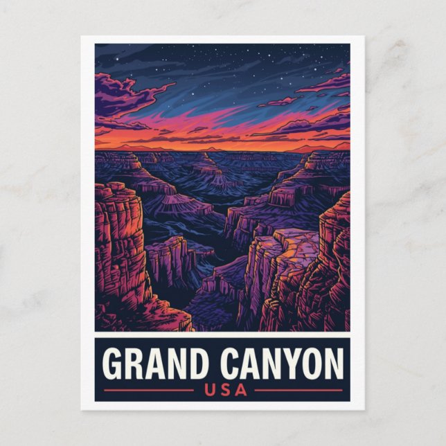 Carte Postale Coucher de soleil sur le Grand Canyon dans le ciel (Devant)