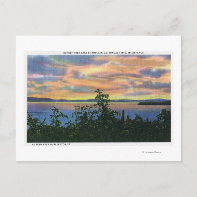 Carte Postale Coucher de soleil sur le lac, Adirondack Mts dans (Devant)