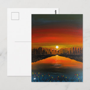 Carte Postale Coucher de soleil sur le lac Canyon, peinture d'Al