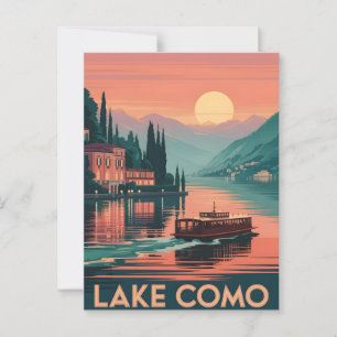 Carte Postale Coucher de soleil sur le lac de Côme
