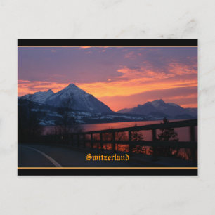 Carte Postale Coucher de soleil sur le lac Thun près d'Interlake