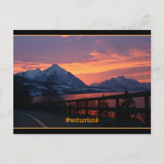 Carte Postale Coucher de soleil sur le lac Thun près d'Interlake