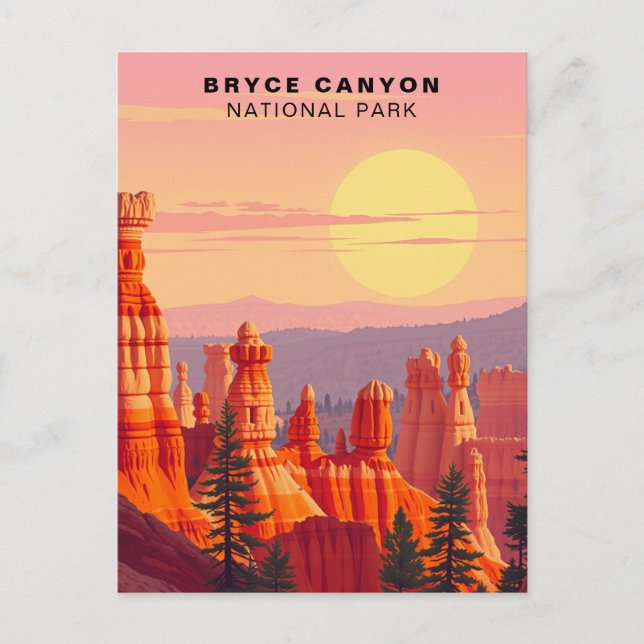 Carte Postale Coucher de soleil sur le parc national de Bryce Ca (Devant)