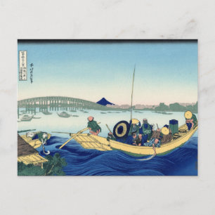 Carte Postale Coucher de soleil sur le pont Ryōgoku (par Hokusai