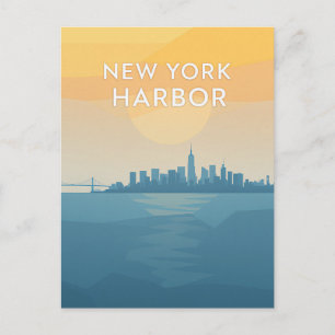Carte Postale Coucher de soleil sur le port de New York