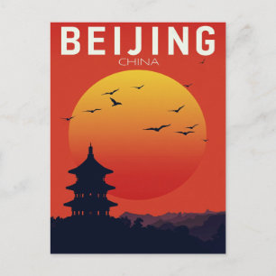 Carte Postale Coucher de soleil sur le temple de Pékin en Chine