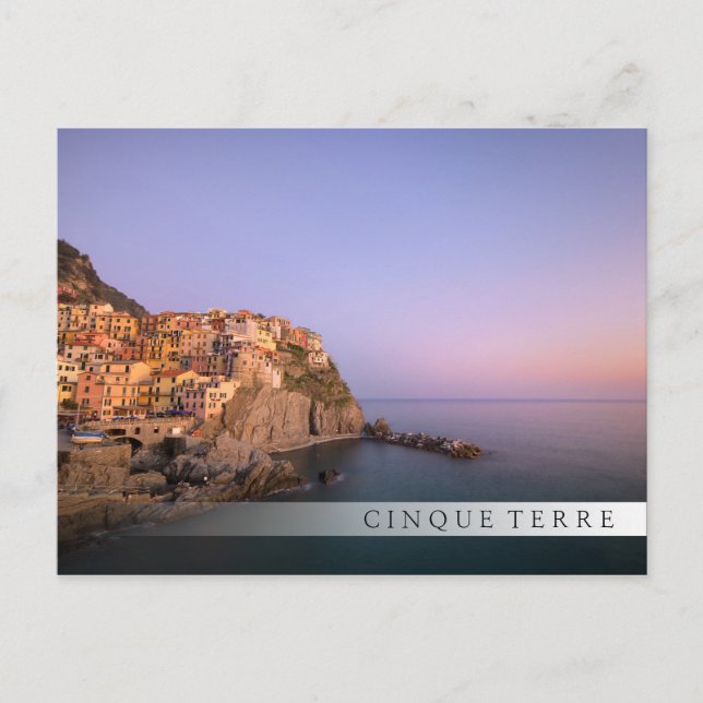 Carte Postale Coucher de soleil sur le village de Manarola dans  (Devant)