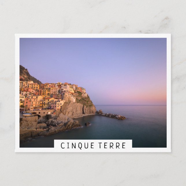 Carte Postale Coucher de soleil sur le village de Manarola dans  (Devant)