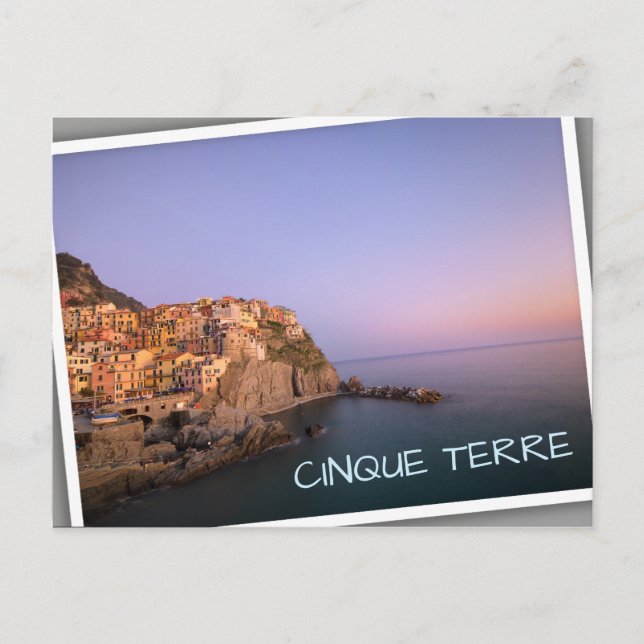 Carte Postale Coucher de soleil sur le village de Manarola dans  (Devant)
