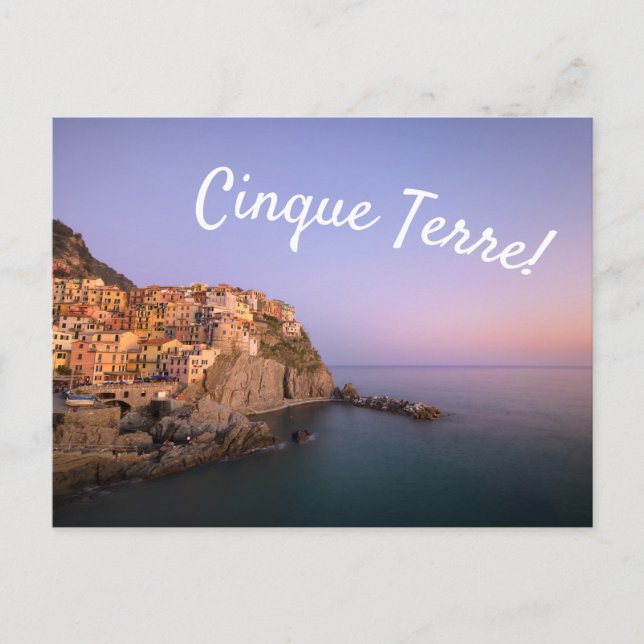 Carte Postale Coucher de soleil sur le village de Manarola dans  (Devant)