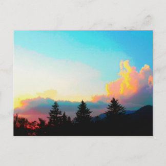 Carte Postale Coucher de soleil sur les montagnes fumées