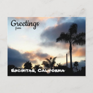 Carte Postale Coucher de soleil sur les palmiers d'Encinitas Cal