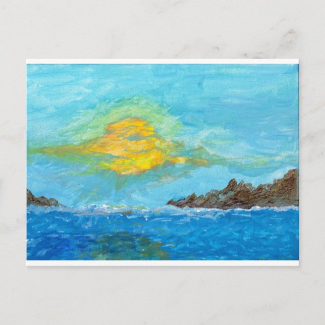 Carte Postale Coucher de soleil sur l'océan (Devant)