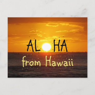 Carte Postale Coucher de soleil sur l'océan Aloha Hawaï 2