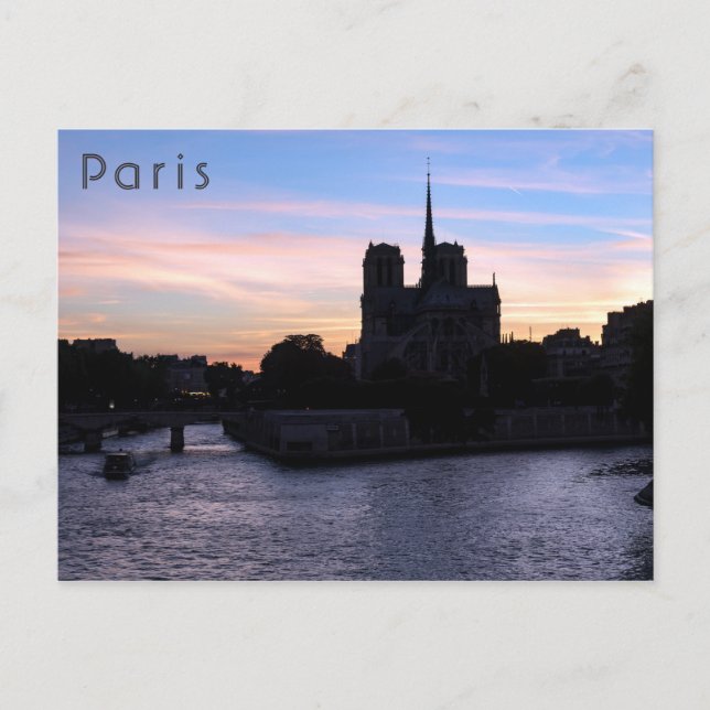 Carte Postale Coucher de soleil sur Notre Dame de Paris (Devant)