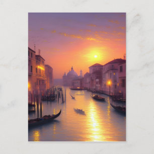 Carte Postale Coucher De Soleil Sur Un Art numérique Du Canal De