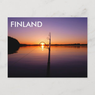 Carte Postale Coucher de soleil sur un lac d'été vu par une cann