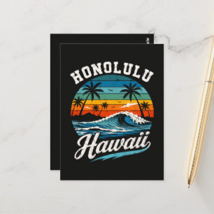 Carte Postale Coucher de soleil surf Honolulu Hawaï