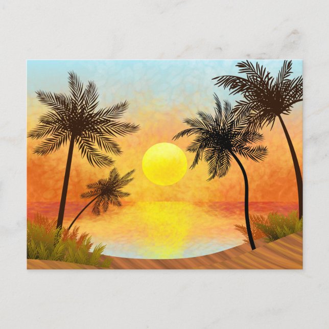 Carte Postale Coucher de soleil tropical (Devant)
